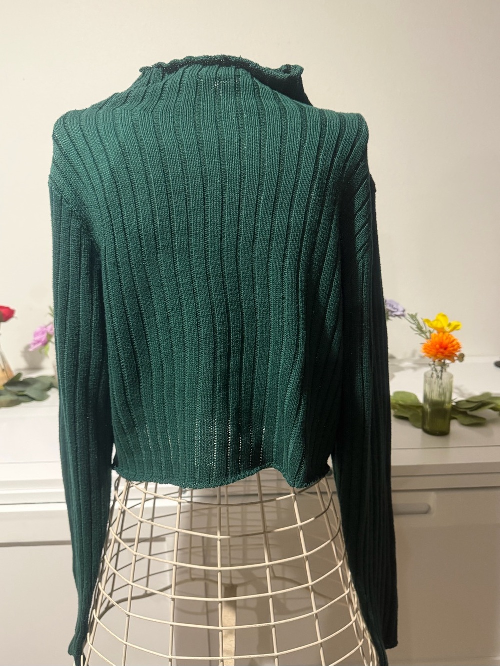 Zaful Deep Teal Ribbed Mock Neck Sweater